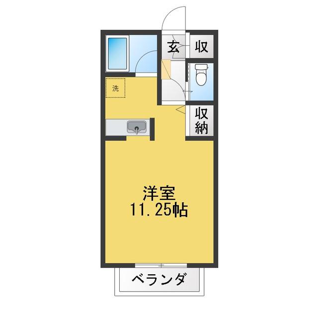 すぺーすわん(1K/2階)の間取り写真