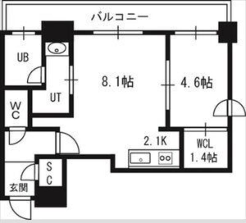 SーFORT豊平三条(1LDK/8階)の間取り写真