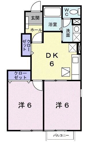 メゾンウエスト(2DK/1階)の間取り写真