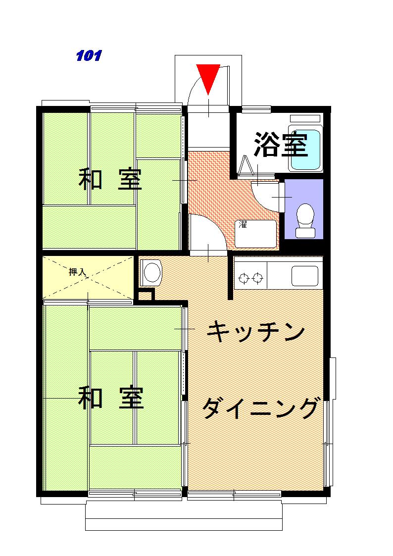メゾンクノ(2DK/1階)の間取り写真