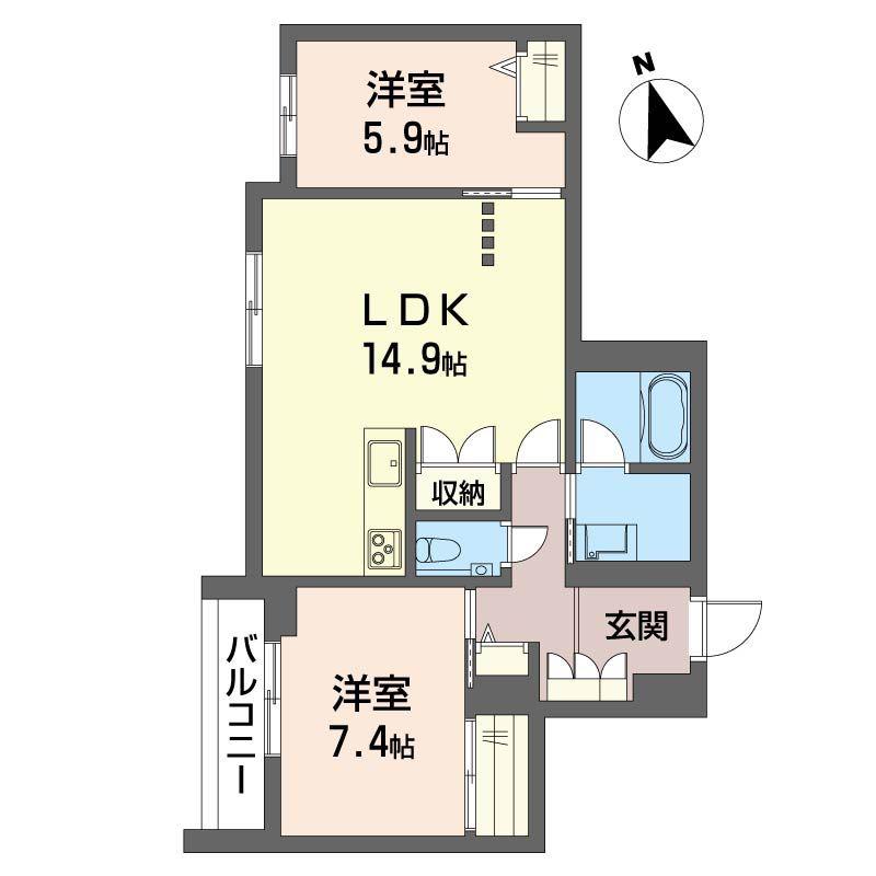 アンムート戸越公園(2LDK/1階)の間取り写真