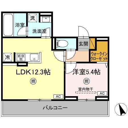 D-CORAL(1LDK/1階)の間取り写真