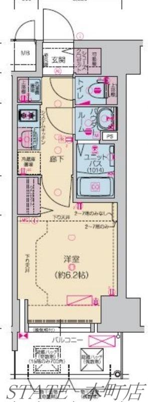プレサンス堺筋本町ディスティニー(1K/9階)の間取り写真