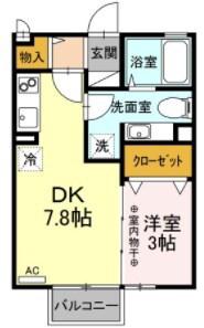 メゾン・プラン・ソレイユ(1DK/1階)の間取り写真