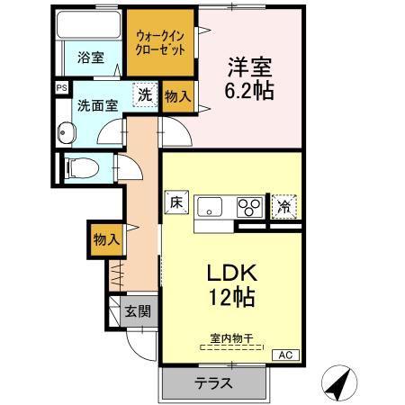 メゾンベルフォーレ(1LDK/1階)の間取り写真