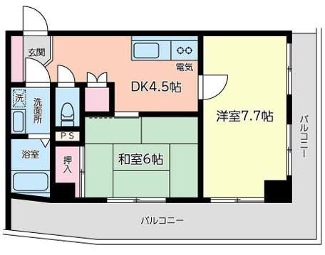 アイナ レア ビラ(2DK/4階)の間取り写真