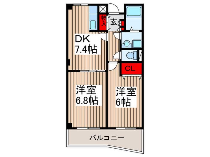 MOレジデンス(2DK/2階)の間取り写真