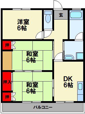 TSコーポラス(3DK/1階)の間取り写真
