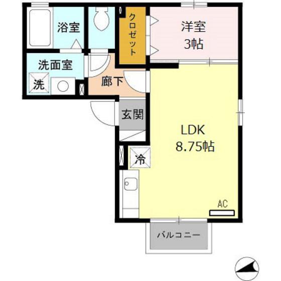 ステラ本郷(1LDK/1階)の間取り写真