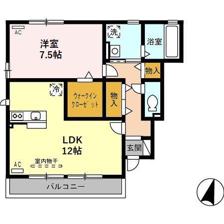 グランリベルテC(1LDK/1階)の間取り写真