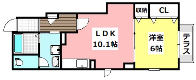 ミニヨンサンコート(1LDK/1階)の間取り写真
