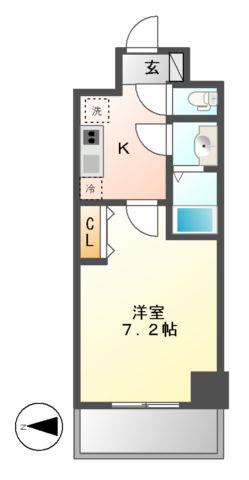 プレサンス久屋大通公園セラフィ(1K/9階)の間取り写真