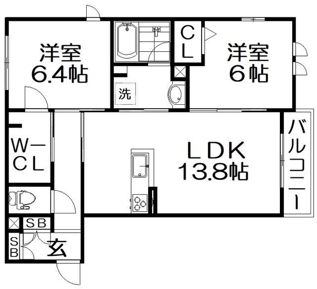 グランシャリオ(2LDK/2階)の間取り写真