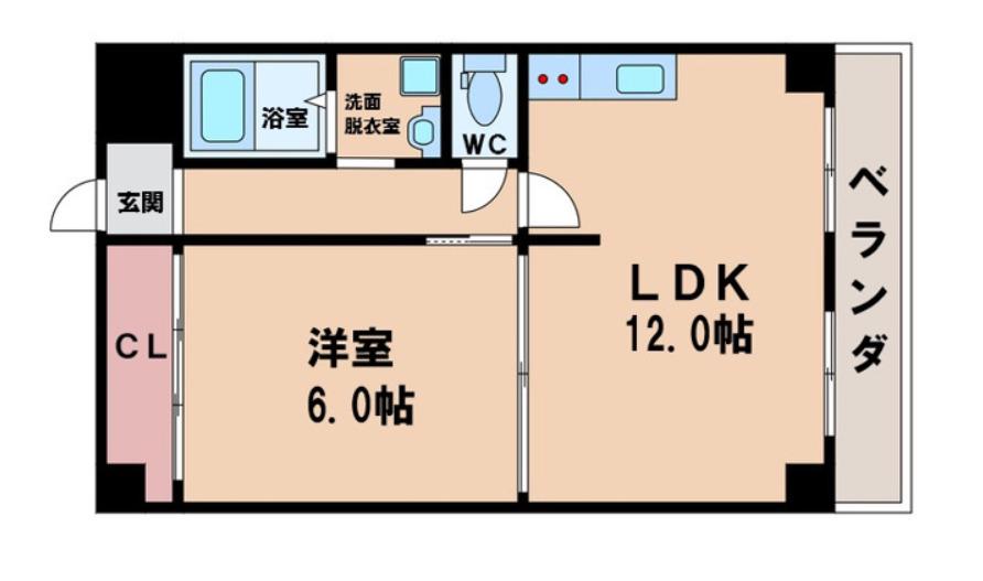ドエルレーベン(1LDK/6階)の間取り写真