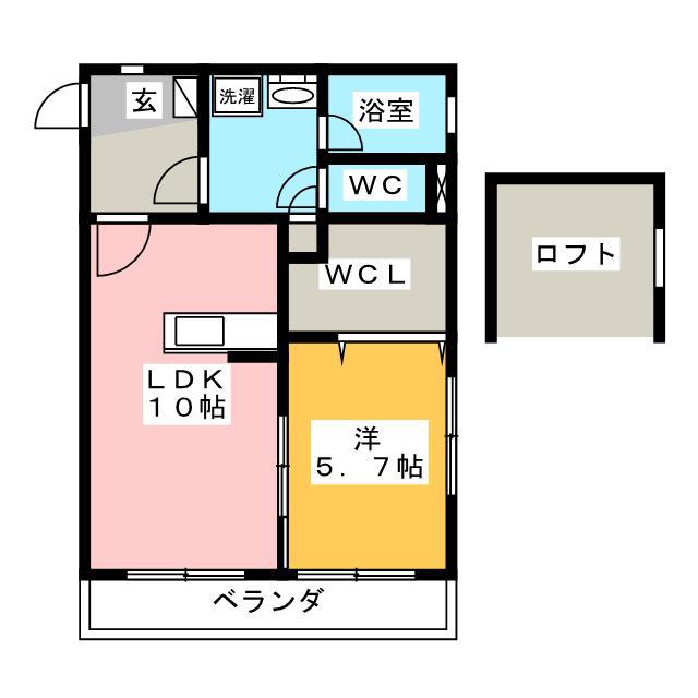 オーク湘南(1LDK/2階)の間取り写真