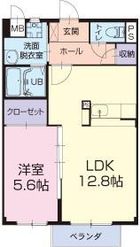 パークハイム信長(1LDK/1階)の間取り写真