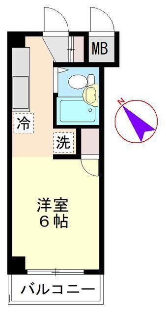 スカイハイツ多摩(1K/3階)の間取り写真