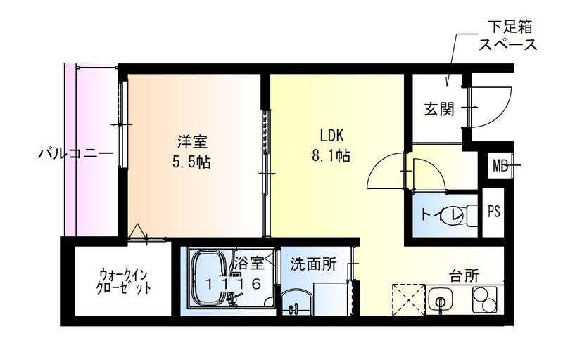 フジパレス岸和田下松II番館(1LDK/1階)の間取り写真