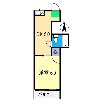 コーポシリウス(1DK/2階)の間取り写真