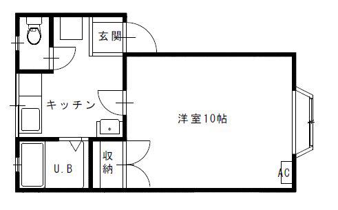 マーセル館野(1K/2階)の間取り写真