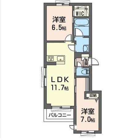 アリスティオ蘇我(2LDK/3階)の間取り写真