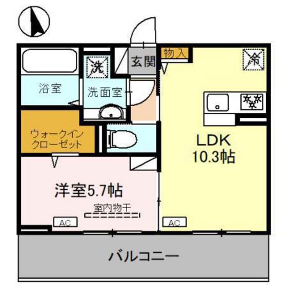 D-ROOM六供町2丁目(1LDK/3階)の間取り写真