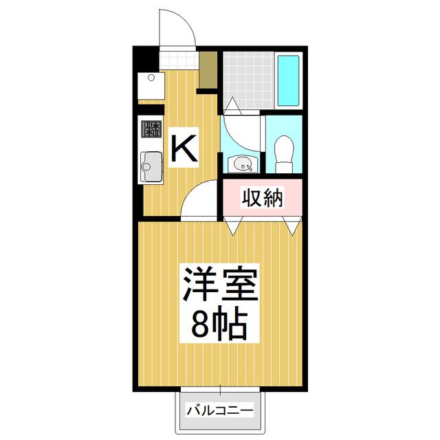 COURT イースト(1K/2階)の間取り写真