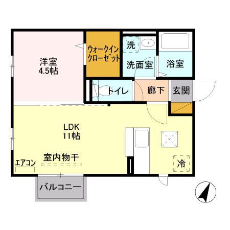 アソシアード(1LDK/1階)の間取り写真