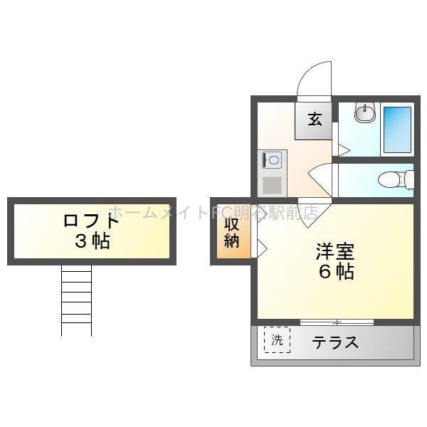 林サンハイツ(1K/1階)の間取り写真