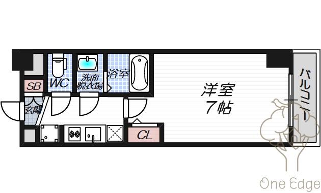 ヴァンヴェール天神橋(1K/5階)の間取り写真