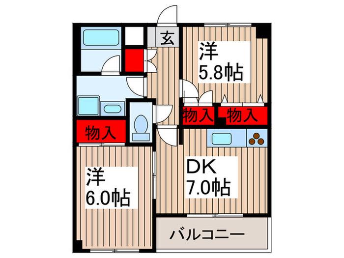 ルネコウノスマンション(2DK/3階)の間取り写真