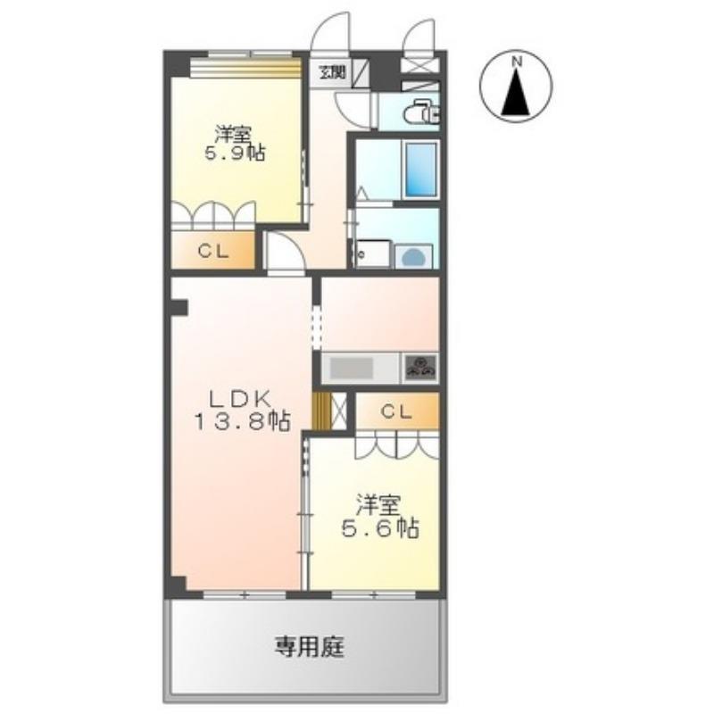 フォレステージ桜(2LDK/1階)の間取り写真