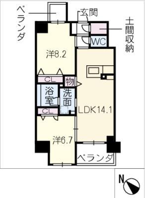 アド ウィステリア 東山(2LDK/3階)の間取り写真