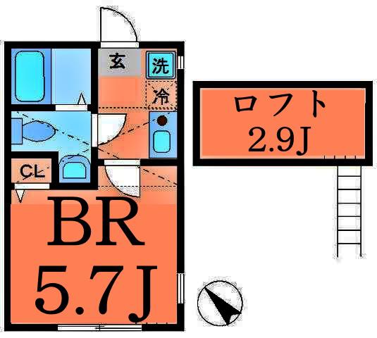 M&M白楽(1K/2階)の間取り写真