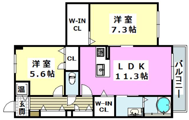 シャーメゾン美穂ヶ丘(2LDK/3階)の間取り写真