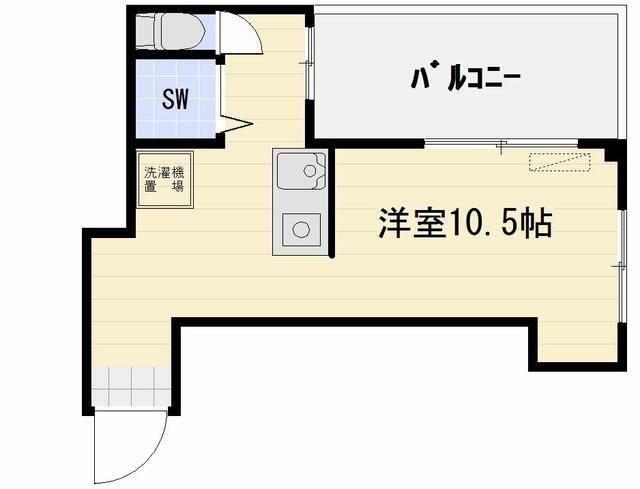 花園ビル(ワンルーム/2階)の間取り写真