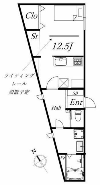 APPARTEMENT 3(ワンルーム/1階)の間取り写真