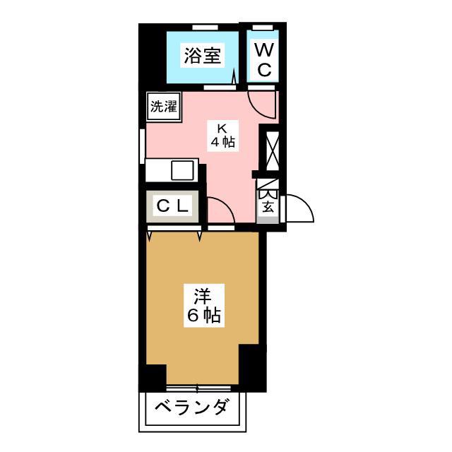 ラベール原町(1K/4階)の間取り写真