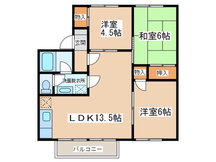セジュール・プルニエB棟(3LDK/2階)の間取り写真