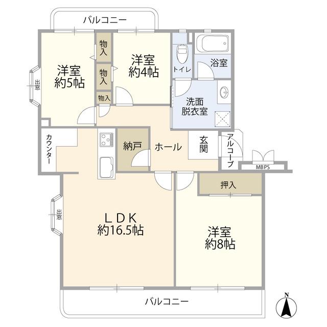 さがみ野さくら1号棟(3LDK/5階)の間取り写真