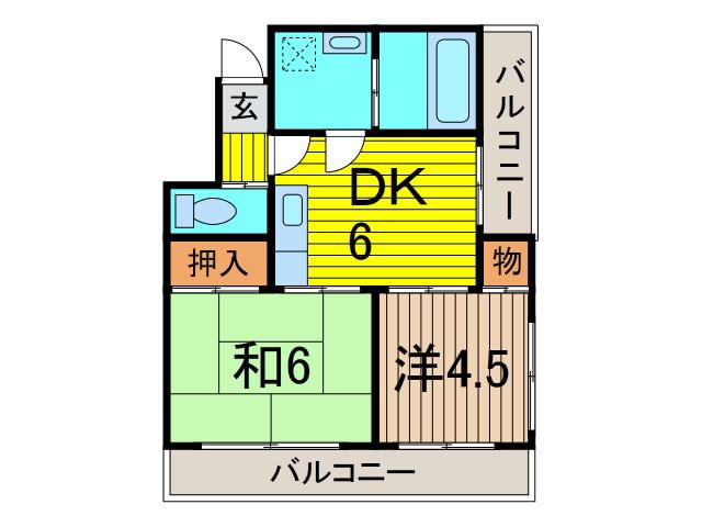 アローハイツ(2DK/2階)の間取り写真