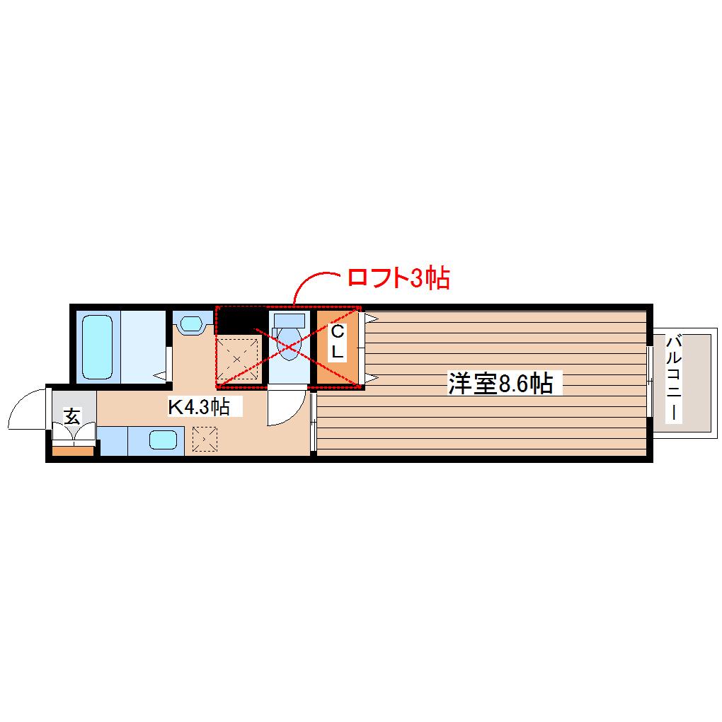 ポルックスハイム(1K/2階)の間取り写真