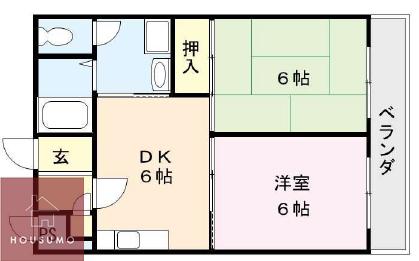 ボーネン刀根山(2DK/1階)の間取り写真