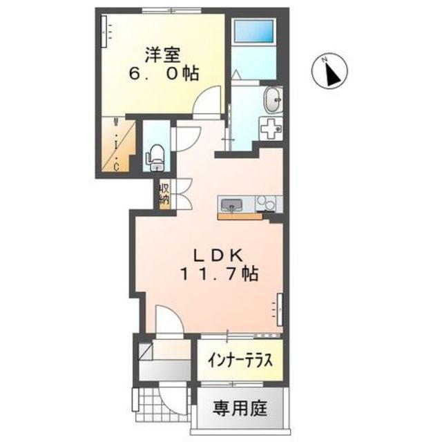 山宮アパート(1LDK/1階)の間取り写真