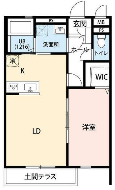 グランブレナムII 1LDK42平米(1LDK/1階)の間取り写真