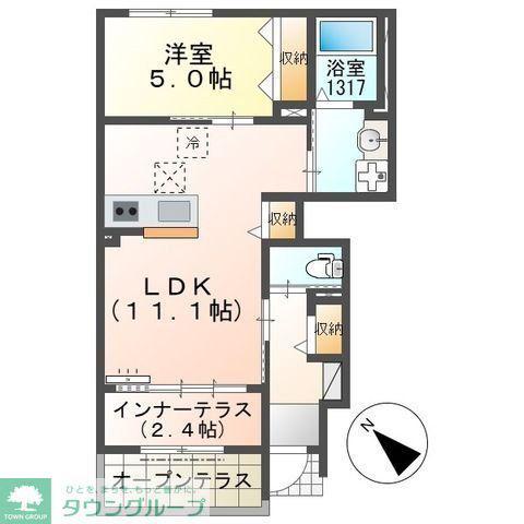 船橋市飯山満町アパート(1LDK/1階)の間取り写真