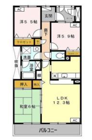 エミネンス長久保(3LDK/4階)の間取り写真