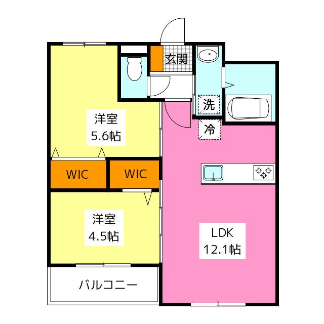 LUXCAS大橋(2LDK/2階)の間取り写真
