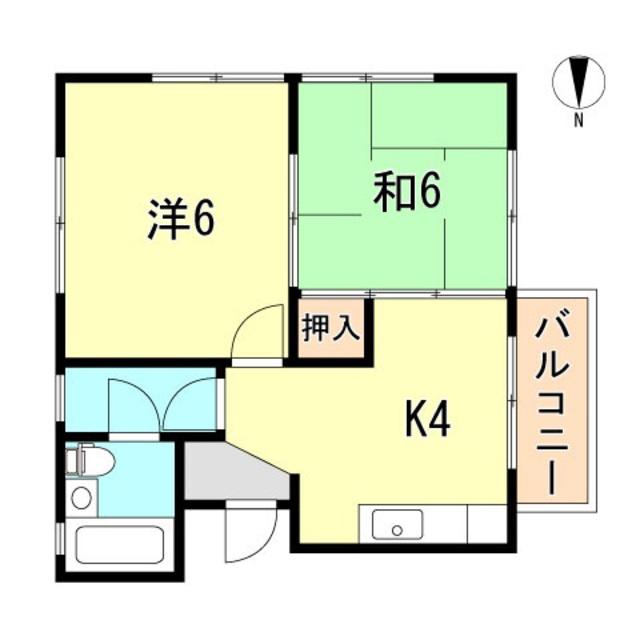 パールハイツ(2K/2階)の間取り写真