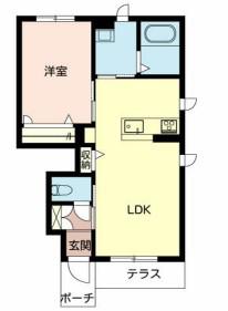 シャーメゾンライグラス(1LDK/1階)の間取り写真
